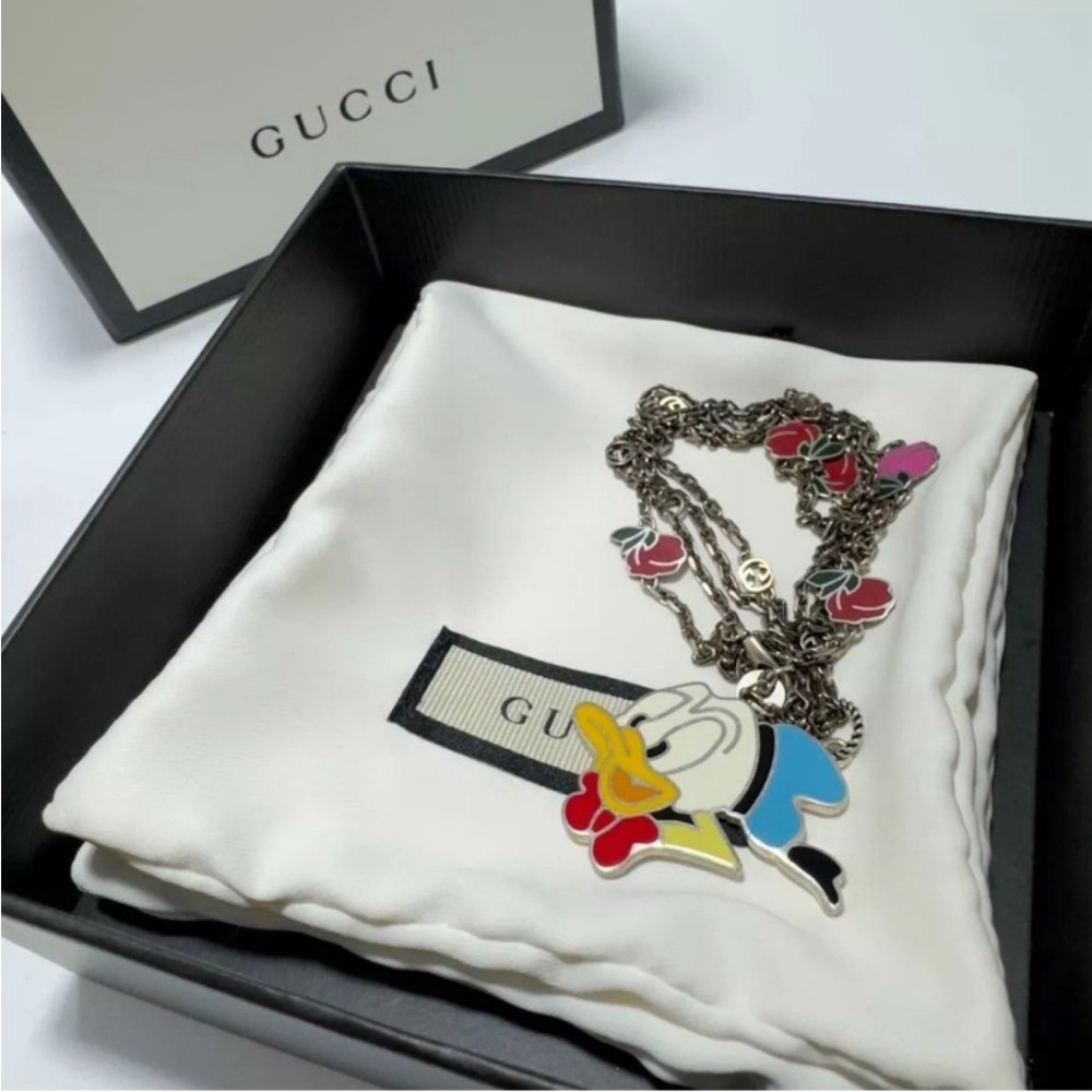 Gucci X Disney Silver Donald Duck Pendant
Necklace - 27" - Picture 1 of 12